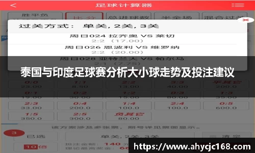泰国与印度足球赛分析大小球走势及投注建议